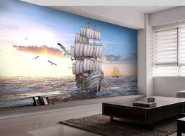 Foto van Woning en bouw customized 3d sea sunrise landscape wall covering decorative mural wallpaper for wall