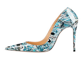 Foto van Schoenen new printing patent leather high heel woman pointed toe thin heels pumps ladies 12cm stilet