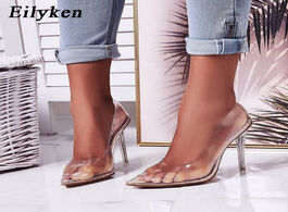 Foto van Schoenen eilyken clear pvc transparent pumps sandals perspex crystal high heels stilettos point toes