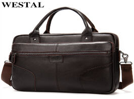 Foto van Tassen westal bag men s genuine leather documents for shoulder male laptop briefcase crossbody handb