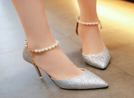 Foto van Schoenen spring autumn women pumps sexy black gold silver high heels shoes fashion luxury rhinestone