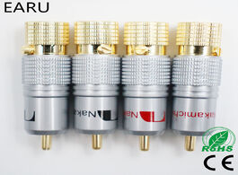 Foto van Elektrisch installatiemateriaal 4pcs nakamichi 10mm gold plated rca plug locking non solder coaxial 