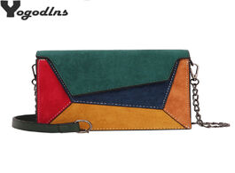 Foto van Tassen fashion quality leather patchwork women messenger bag female chain strap shoulder small criss