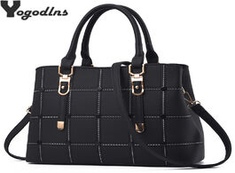 Foto van Tassen pu leather large capacity woman handbag grid shoulder bag fashion casual luxury designer cros