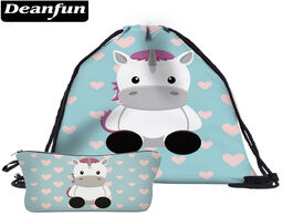 Foto van Tassen deanfun 2pc cute drawstring bags unicorn printed girls multifunctional schoolbags