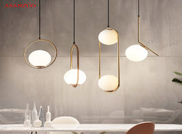 Foto van Lampen verlichting led glass ball pendant lights metal hoop hang lamp for bedroom cafe restaurant ba