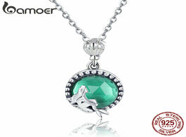 Foto van Sieraden bamoer genuine 925 sterling silver romantic fairy story light green cz pendant necklaces wo