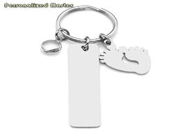 Foto van Sieraden personalized master engraved name message baby birth announcement keychain feet key chain f