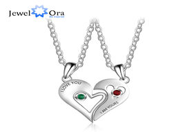 Foto van Sieraden 2 pcs set merge heart shape name necklace personalized birthstone 925 sterling silver neckl