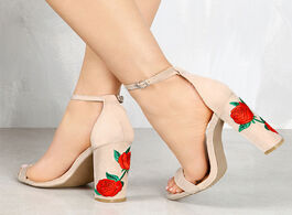 Foto van Schoenen women pumps plus size 43 high heels shoes with embroider thick sandals summer female peep t