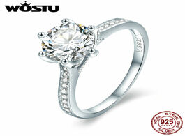 Foto van Sieraden wostu 925 sterling silver 3 carat aaaaa round cz finger ring for women luxury wedding anniv
