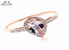 Foto van Sieraden helon 5x7mm pear morganite pave natural diamonds ring solid 10k rose gold engagement weddin
