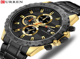 Foto van Horloge luxury brand curren quartz watches stainless steel chronograph wristwatch sporty mens clock 