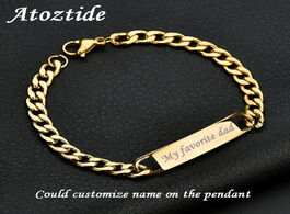 Foto van Sieraden atoztide customized words bar chain bracelet men stainless steel engraving letter name silv