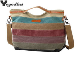 Foto van Tassen hot sale striped printed casual bag women canvas beach bags female single shoulder handbags l