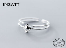 Foto van Sieraden inzatt real 925 sterling silver geometric rhombus opening ring for fashion women party mini