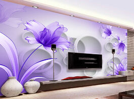 Foto van Woning en bouw custom wall mural painting purple lily transparent flowers modern fashion 3d living r