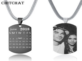 Foto van Sieraden custom photo calendar necklace for man woman stainless steel engravable id dog tag charm pe