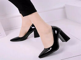 Foto van Schoenen patent leather high heels pumps women shoes sexy pointed square heel black office female sh