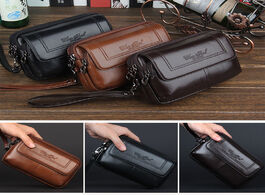 Foto van Tassen men genuine leather waist bag clutch wallet purse cell mobile phone case fashion trend fanny 