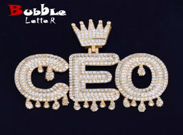 Foto van Sieraden custom name crown bail drip initials bubble letters chain pendant necklaces for men women c