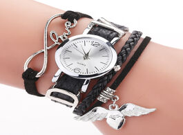 Foto van Horloge duoya brand watches for women luxury silver heart pendant leather belt quartz clock ladies w