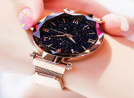 Foto van Horloge women s fashion starry sky watches magnet buckle mesh belt diamond quartz watch dress clock 