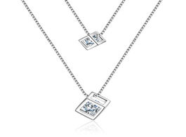 Foto van Sieraden xiyanike 925 sterling silver square cube zircon choker statement necklace for women double 