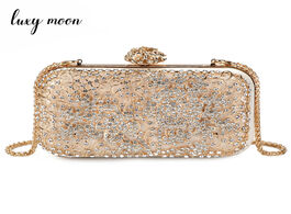 Foto van Tassen luxy moon evening bag diamond flower clutch hollow relief metal luxury handbag banquet party 