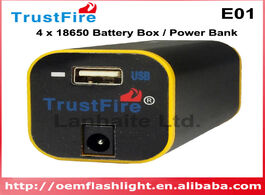 Foto van Lampen verlichting trustfire e01 rechargeable waterproof 4 x 18650 battery box power bank black