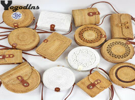 Foto van Tassen hot handmade round shoulder bag bali circle straw women bags summer hand woven rattan handbag
