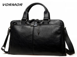 Foto van Tassen vormor brand men bag casual s briefcase 14 inch laptop handbag shoulder pu leather office bag