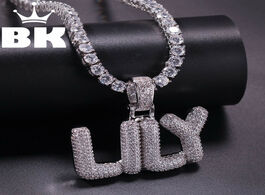 Foto van Sieraden hip hop custom small bubble initial letter pendant necklace combination words name with cz 