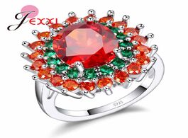 Foto van Sieraden oval bohemian style 925 sterling silver rings for mystery women red green crystal rhineston