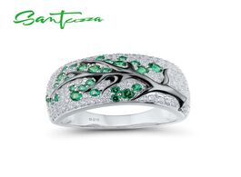 Foto van Sieraden santuzza silver ring for women 925 sterling shiny green spinels cubic zirconia cherry tree 