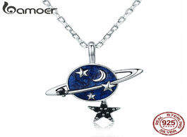 Foto van Sieraden bamoer trendy genuine 925 sterling silver secret planet sparkling star pendant necklace for