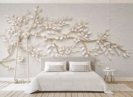 Foto van Woning en bouw 3d golden twig white flowers large mural wall paper for 3 d living room bedroom backg