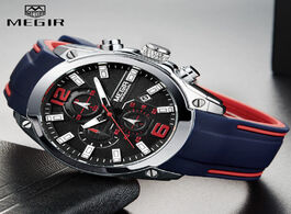 Foto van Horloge 2020 megir watch top brand mens watches with chronograph waterproof silicone sport wristwatc