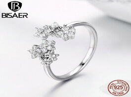 Foto van Sieraden bisaer 925 sterling silver shining star clear cubic zircon women rings wedding jewelry efr0