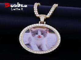 Foto van Sieraden custom circle photo medallions necklace pendant with 4mm tennis chain gold color cubic zirc