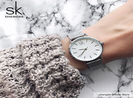 Foto van Horloge sk super slim sliver mesh stainless steel watches women top brand luxury casual clock ladies
