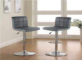 Foto van Meubels 2pcs bar stools swivel gray leather height adjustable pub chair modern living room furniture
