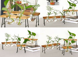 Foto van Meubels terrarium creative hydroponic plant transparent vase wooden frame decoratio glass tabletop b