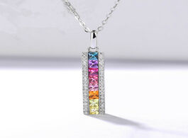 Foto van Sieraden rainbow pendants for women s925 sterling silver necklace square cubic zirconia colorful sto