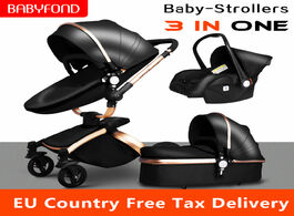 Foto van Baby peuter benodigdheden eu certification newborn luxury 3 in 1 stroller brand pu leather pram safe