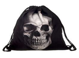 Foto van Tassen fashion black skull bag casual trekkoord rugzak drawstring backpack women harajuku sports mod