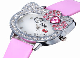Foto van Horloge new pink leather cute baby watch for girls kids student infantil band clock relogio cartoon 