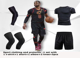 Foto van Sport en spel 6pcs men basketball set jersey shorts tight mens suit sportswear dry fit knee protecto