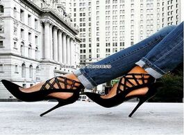 Foto van Schoenen almudena women black suede pointed toe stiletto heels pumps sexy cut outs dress shoes patch