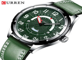 Foto van Horloge curren casual business leather strap watch for men luxury brand military green clock quartz 